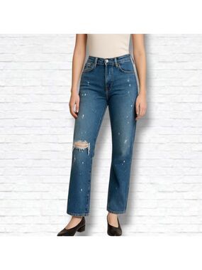 Abercrombie & Fitch Paint Splattered Distressed Mom Jeans Size 28/6 R